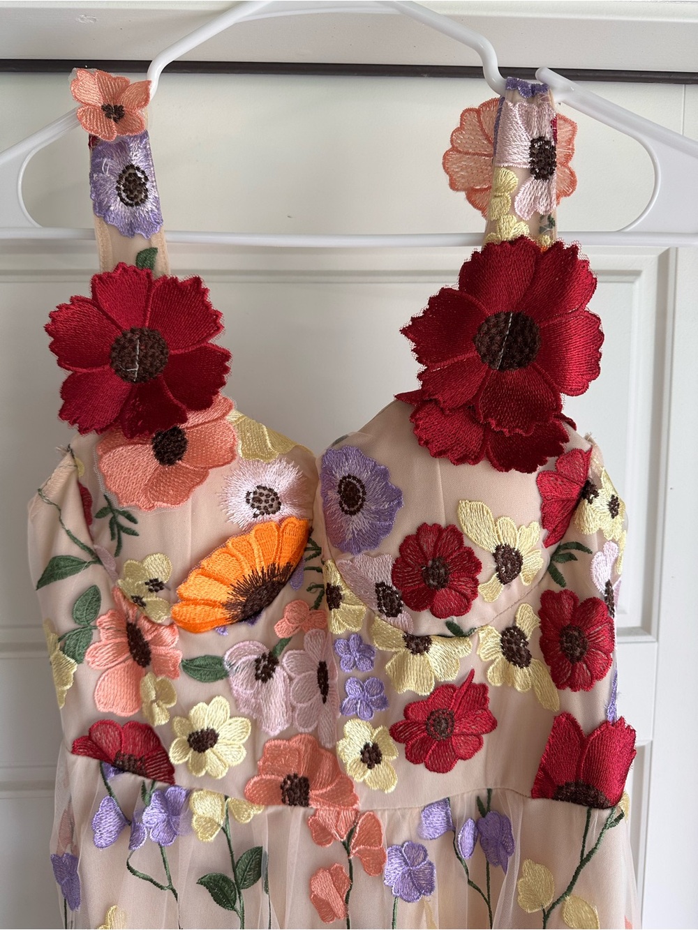 Floral Appliqué Mesh Maxi Dress - Multicolor - Picture 2 of 6
